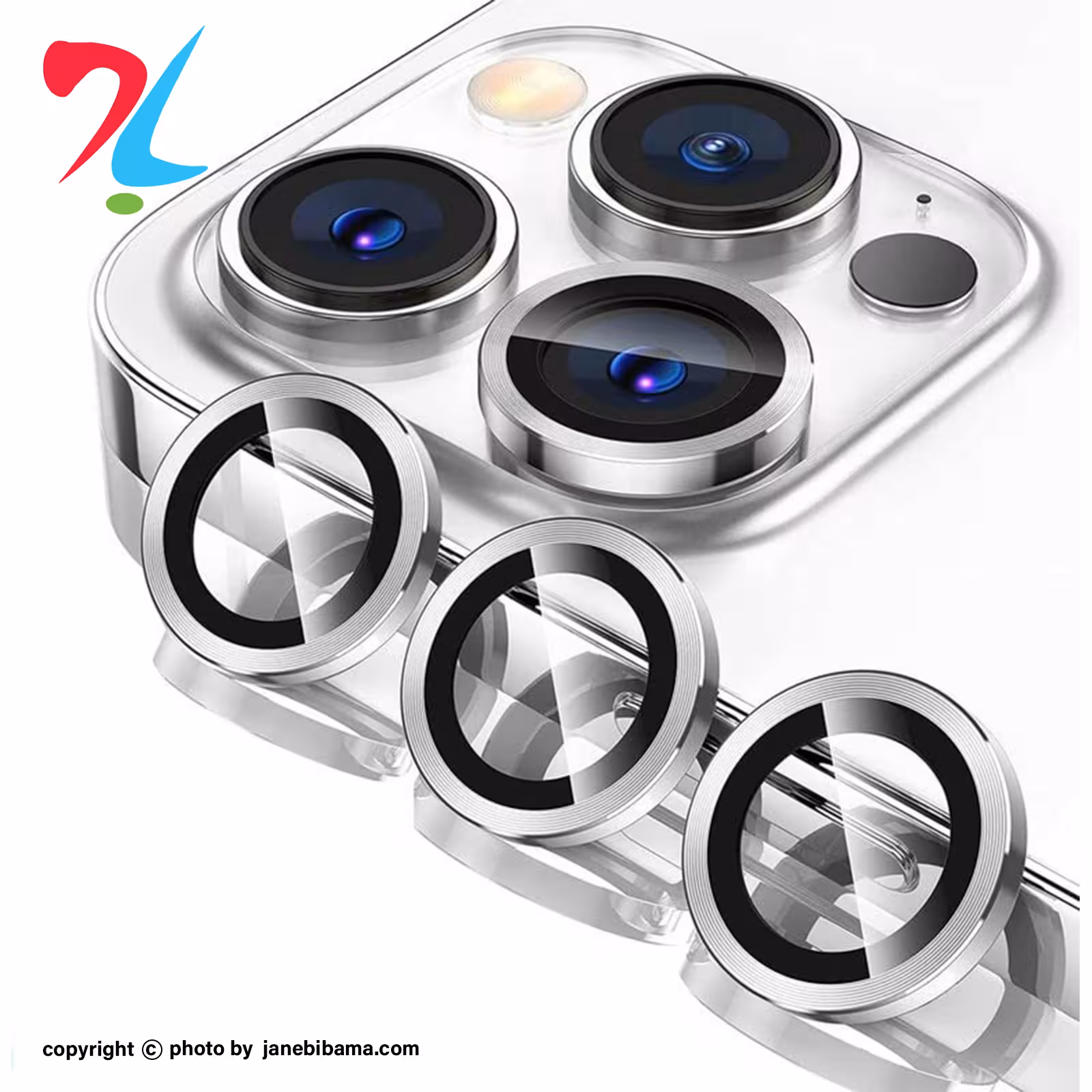 محافظ لنز دوربین مدل رینگی مناسب برای گوشی موبایل اپل Iphone 12 pro max - سیلور