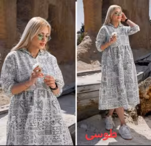مانتو پیراهنی لنین طرحدار مدل ایزابلا ، مانتو ساحلی چاپی ، پیراهن جدید