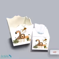 ست سطل و جا دستمال چوبی کودک طرح سلطان جنگل کد A2871