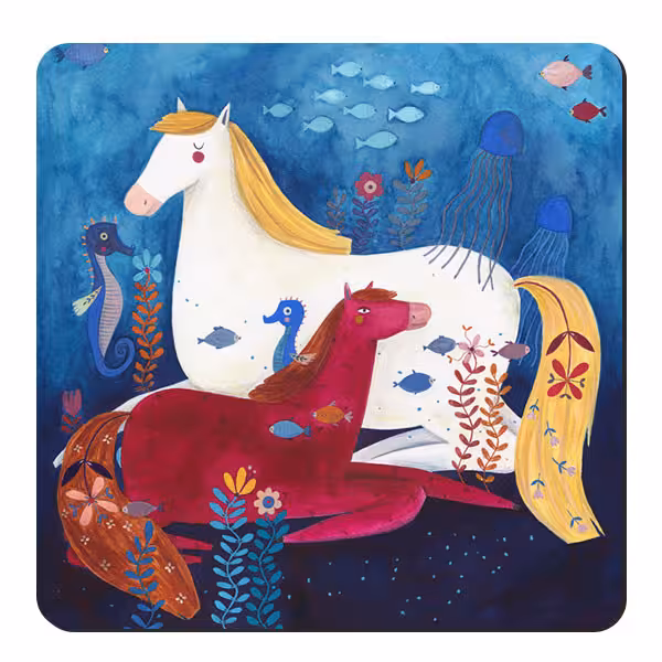 زیر لیوانی طرح اسبها در دریا کد nzl90