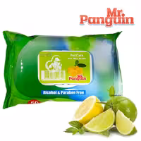 دستمال مرطوب پاکتی برند مستر پنگوئن Mr. Panguin با رایحه لیمو تعداد 50 برگی
