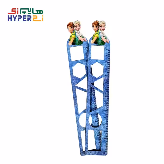 خط کش اشکال هندسی چوبی 15سانتی طرح السا و آنا