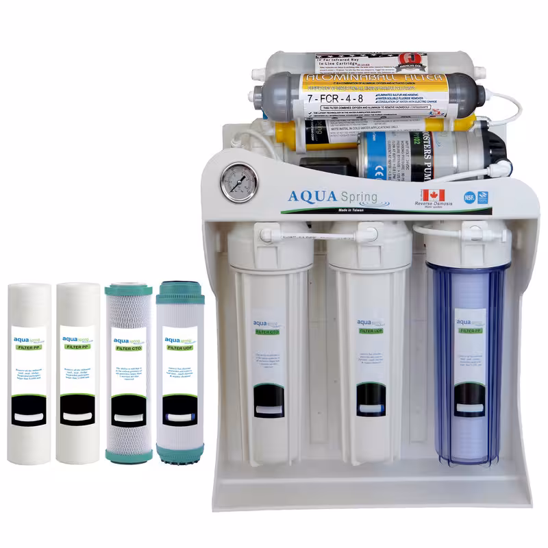دستگاه تصفیه کننده آب آکوآ اسپرینگ مدل RO-SF5580 به همراه فیلتر تصفیه آب مجموعه 4 عددی