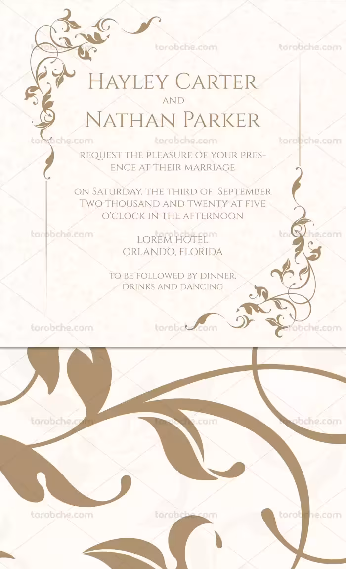 وکتور کارت عروسی ساده و جذاب | گرافیک با طعم تربچه