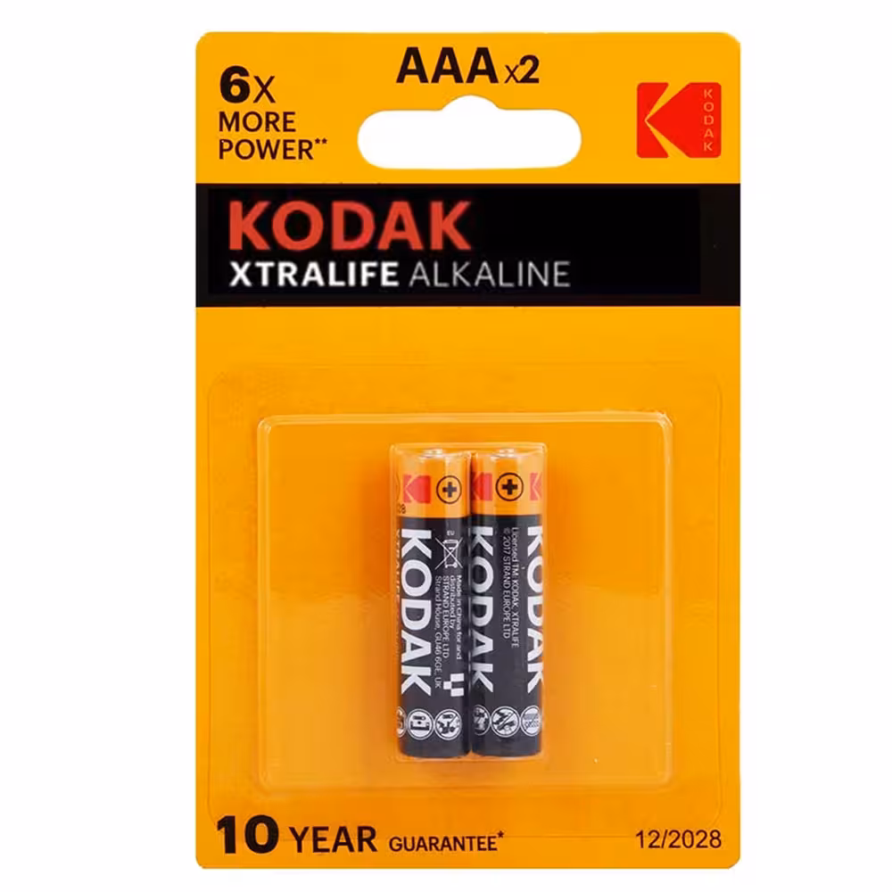 باتری نیم قلمی کداک 2 عددی اکسترالایف ( kodak aaa xtralife  )
