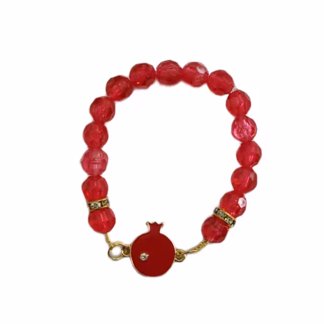 دستبند طرح انار مروارید قرمز