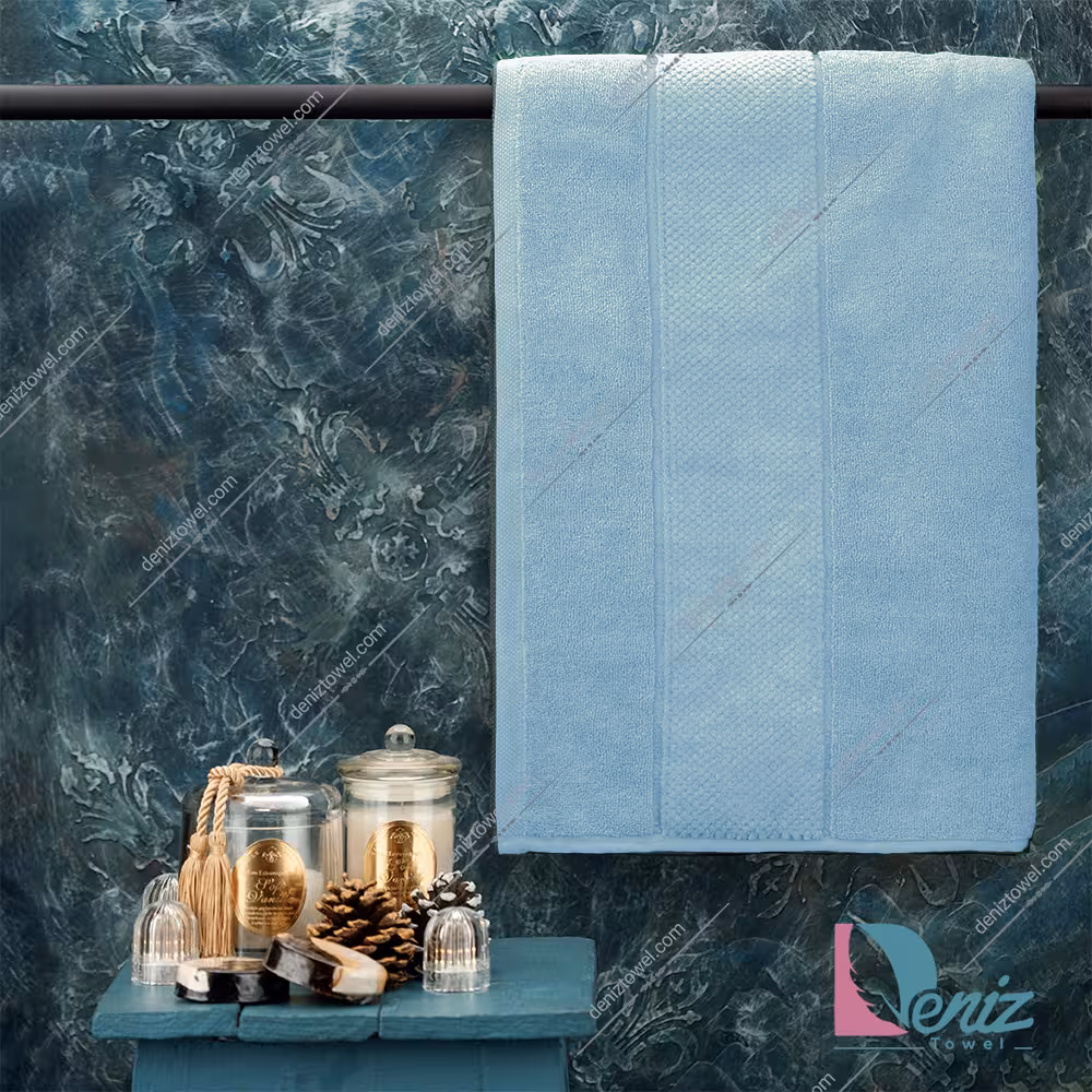 حوله حمامی طرح ماکرو رنگ فیروزه ای روشن