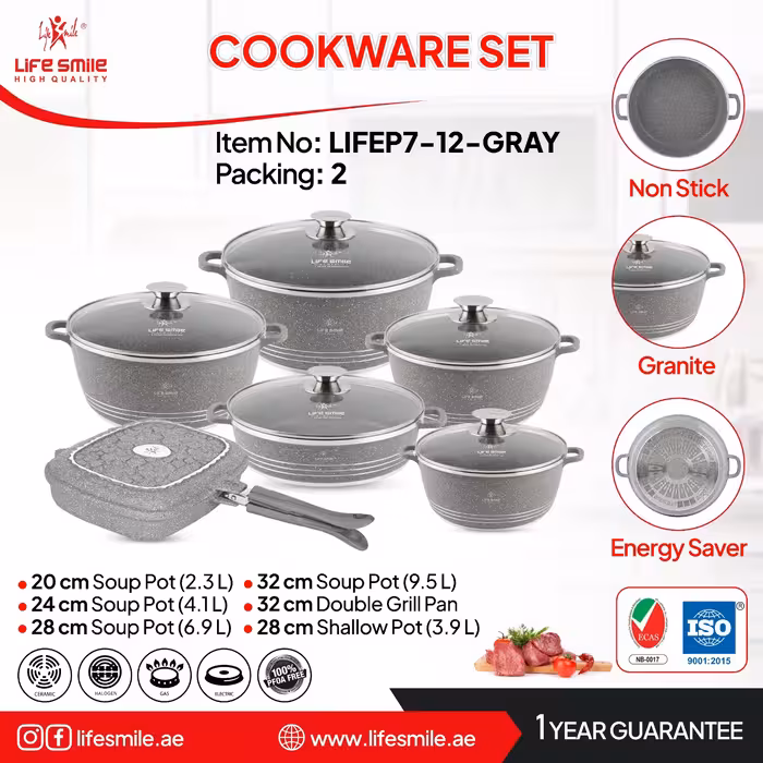 سرویس قابلمه 12پارچه گرانیتی لایف اسمایل مدل LIFEP7-12