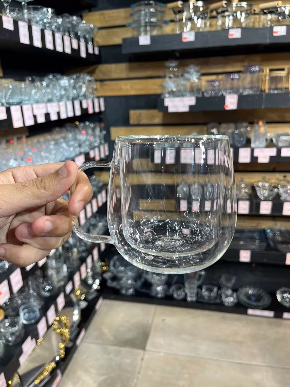 لیوان دوجداره 380 میلی لیتر دسته دار