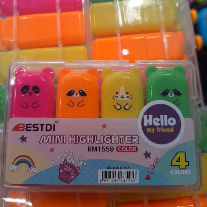 ماژیک  هایلایت  4 عددی ( علامت گذاری ) طرح فانتزی گربه چهار رنگ متنوع 10 گرمی