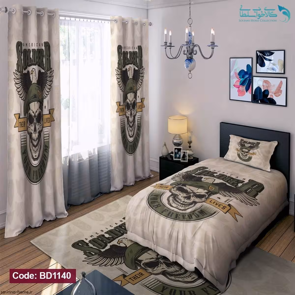 روتختی طرح اسکلت یکنفره کد BD1140