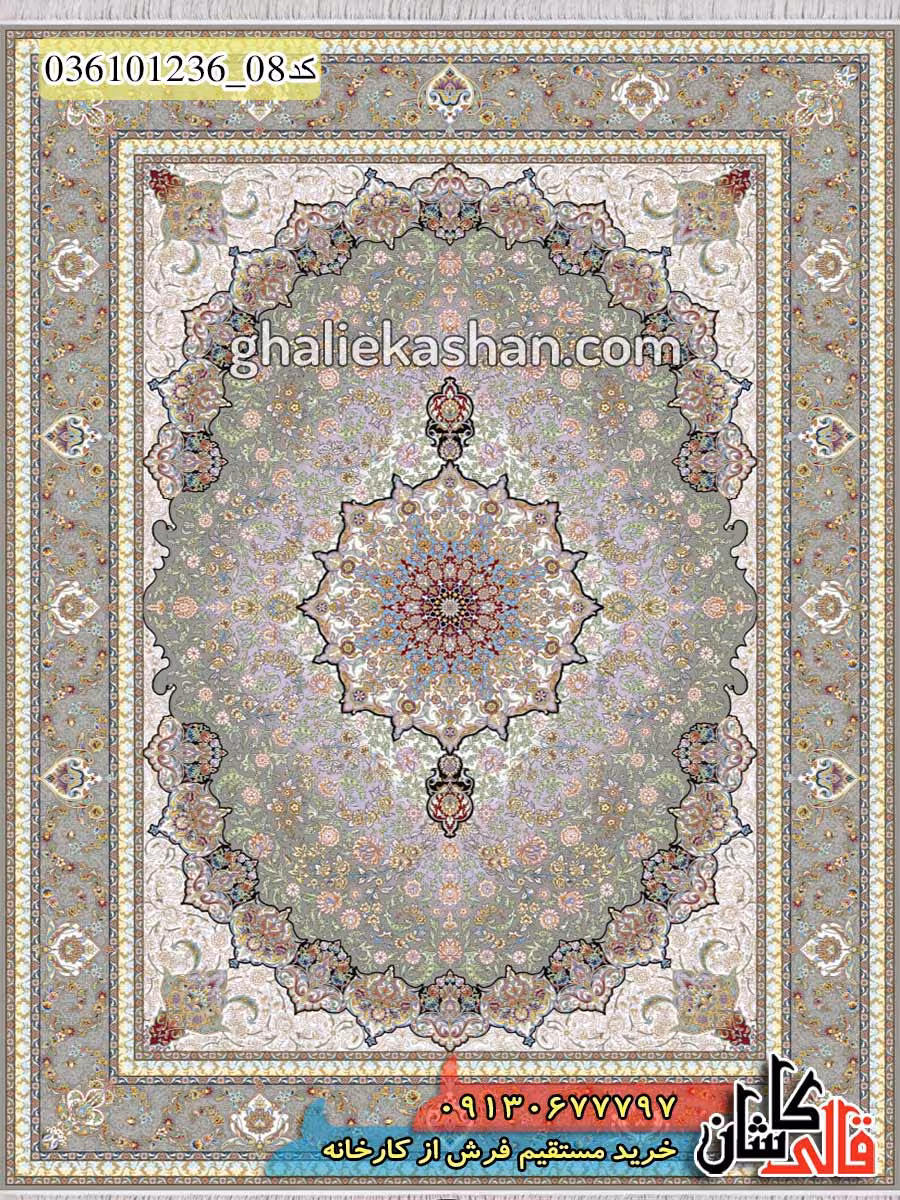 فرش 1200 شانه طرح والا زمینه ترمه ای کاشان