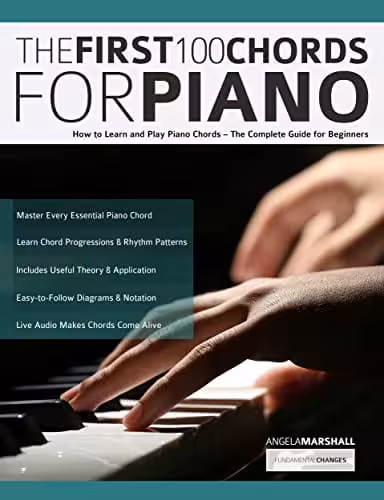 آموزش پیانو از صفر تا صد | کتاب The First 100 Piano Chords for Beginners از Angela Marshall