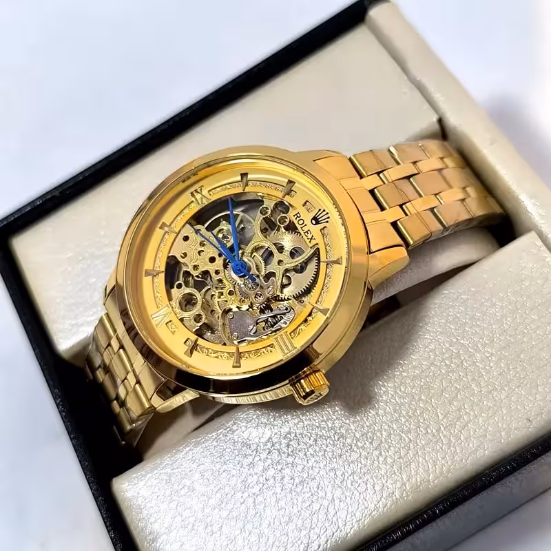 ساعت مردانه رولکس اتوماتیک – پشت شیشه ای – قلب باز – 4000