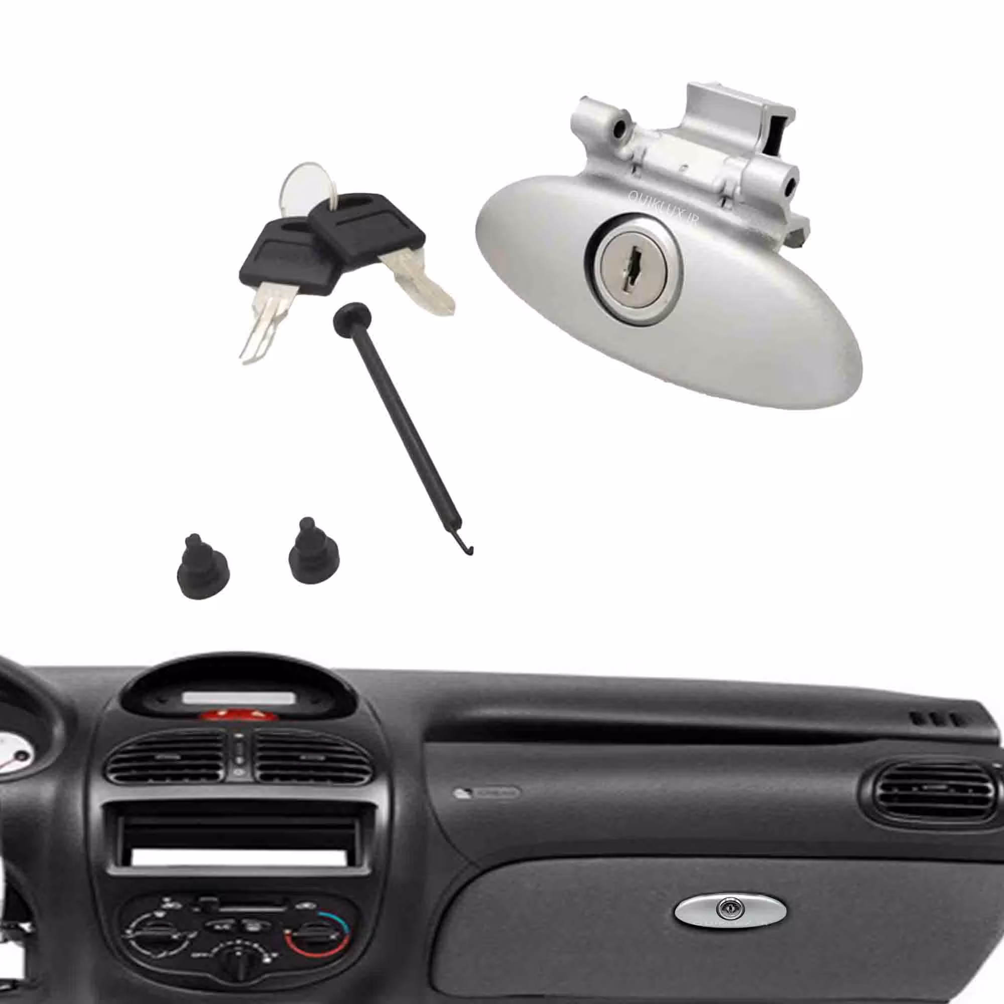 دستگیره درب داشبورد پژو 206  قفل دار  – نقره ای