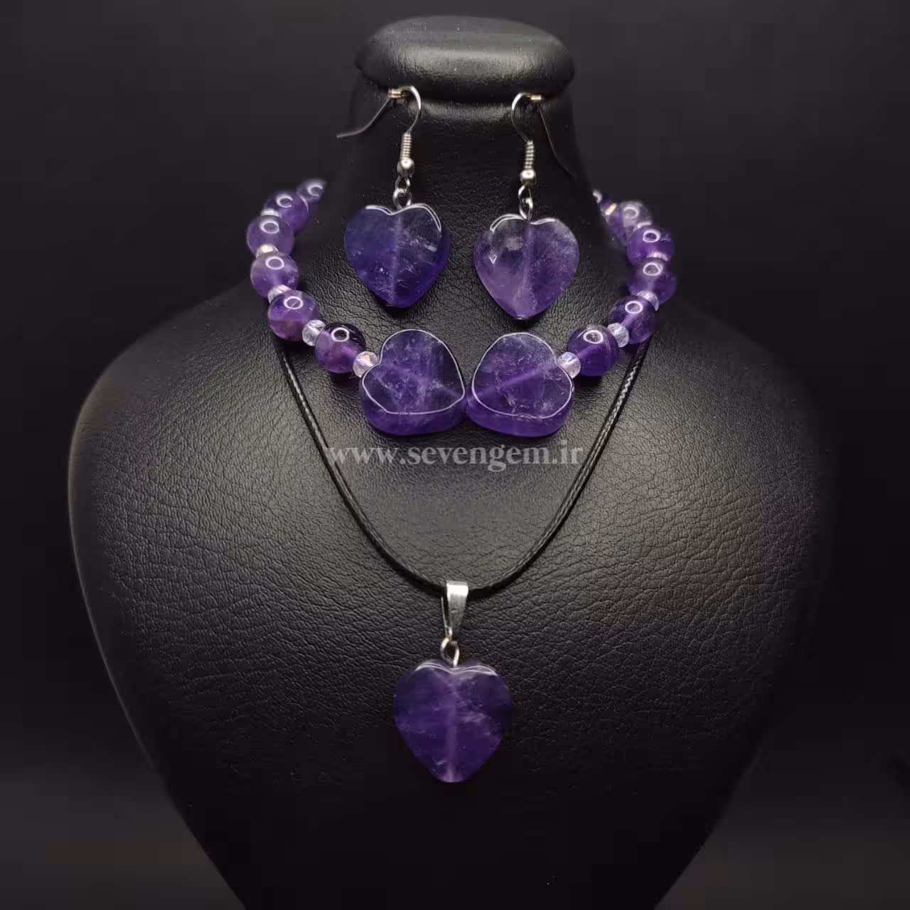 ست سنگ آمتیست طرح قلب (کد88)
