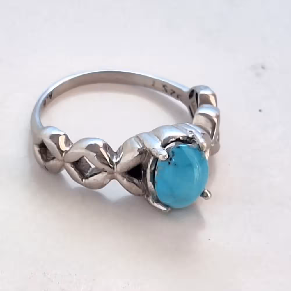 انگشتر نقره زنانه فیروزه نیشابور اصل آقابزرگ کد 583