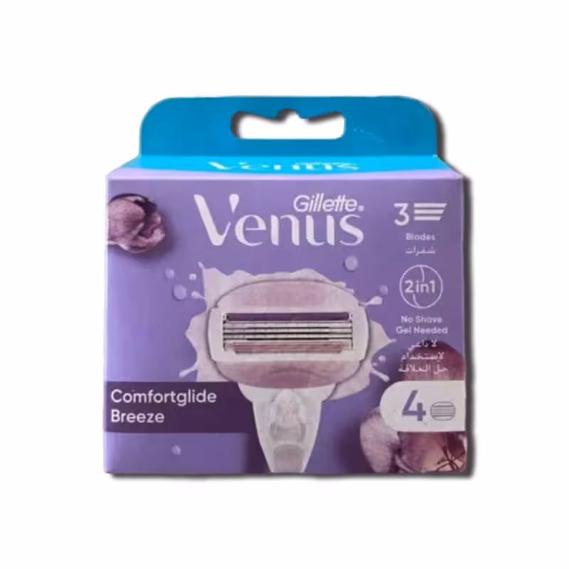 تیغ یدک ژیلت 3 لبه ونوس مدل بریز Comfortglide Breeze بسته 4 عددی (اصل) برند Gillette
