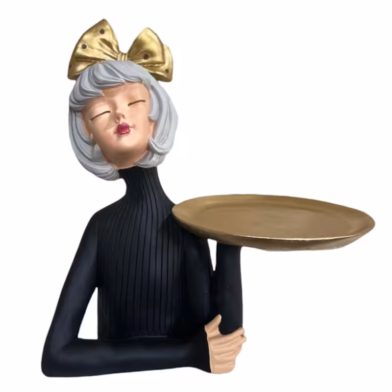 ظرف دکوری مدل دختر سینی به دست