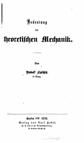 خرید و دانلود نسخه کامل کتاب Bedeutung der theoretischen Mechanik