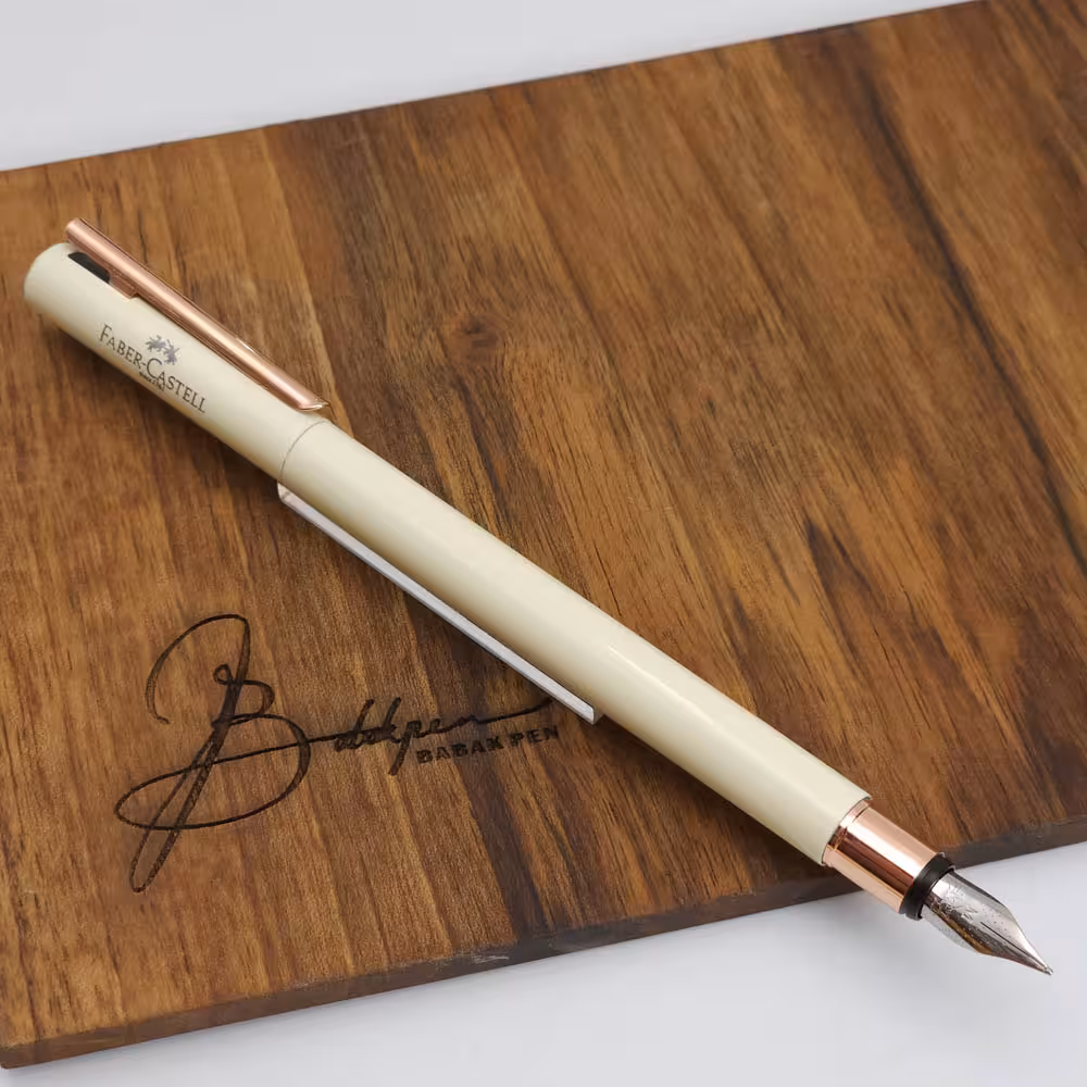 فابرکستل خودنویس نئو اسلیم عاج کروم براق FABER-CASTELL Neo Slim Ivory Rose Gold M 342500
