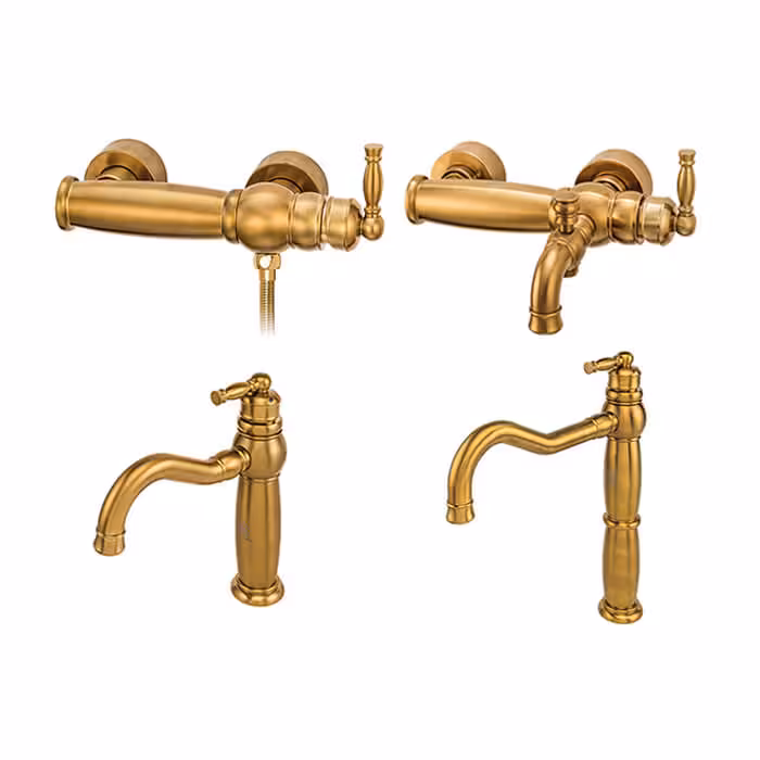 ست شیرآلات قهرمان مدل آنتیک طلایی مات