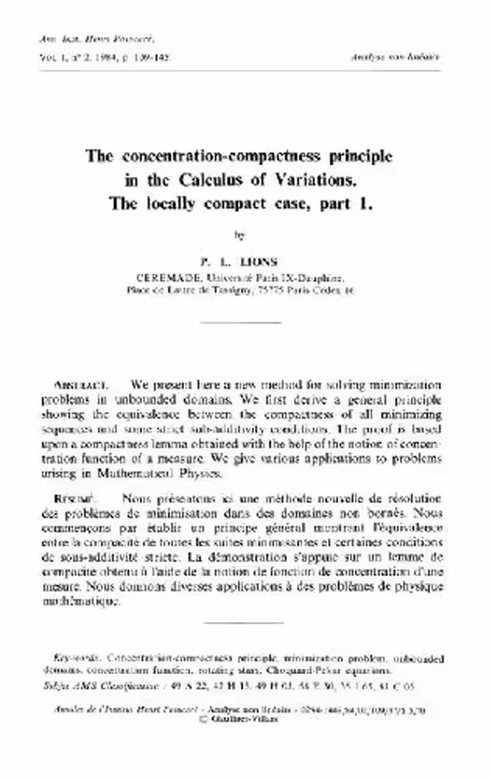خرید و دانلود نسخه کامل کتاب The concentration-compactness principle in the Calculus of Variations
