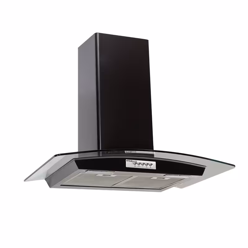 هود شومینه ای درسا مدل گلیم رنگ نقره ای و طرح چوب