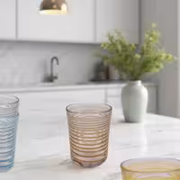 لیوان شیشه ای بومی مدل v-2 نوار منظم بسته 6 عددی