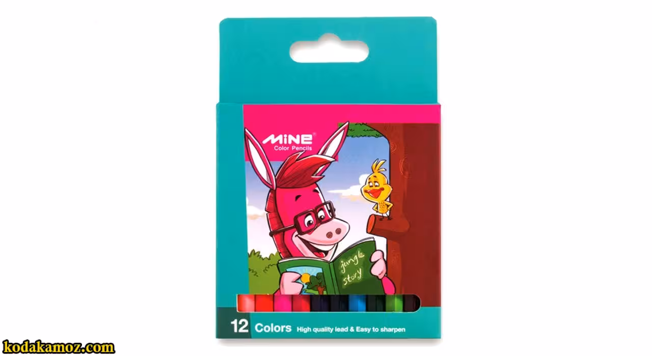مداد رنگی 12 رنگ مقوایی ماین