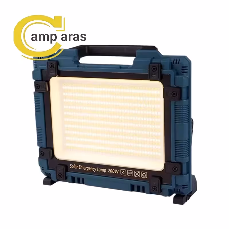 پروژکتور شارژی خورشیدی 200 وات مدل W8109-1 پاوربانکی  - کمپ آراس