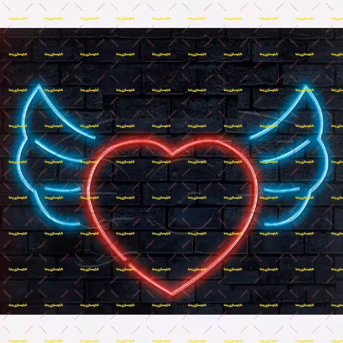 تابلو نئون فلکسی قلب بالدار  کد 16613