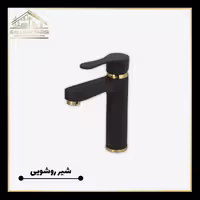 شیر روشویی کرومات مدل آریان مشکی طلایی