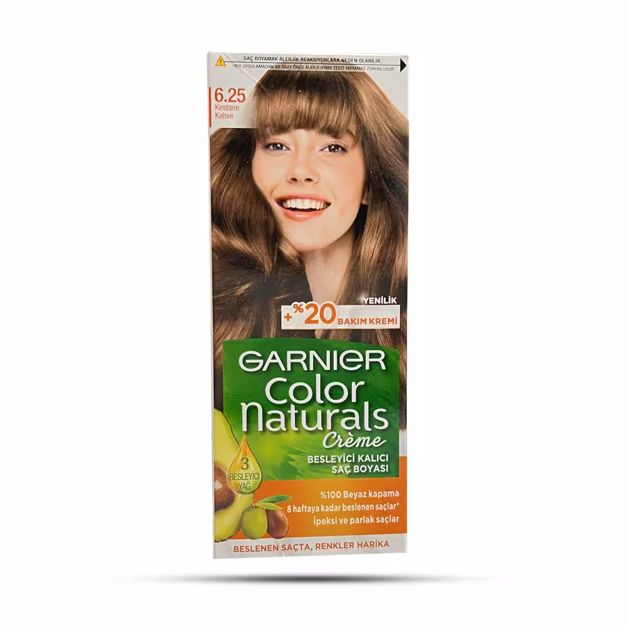 کیت رنگ مو شماره 6.25 گارنیر مدل GARNIER COLOR NATURALS رنگ قهوه ای شاه بلوطی