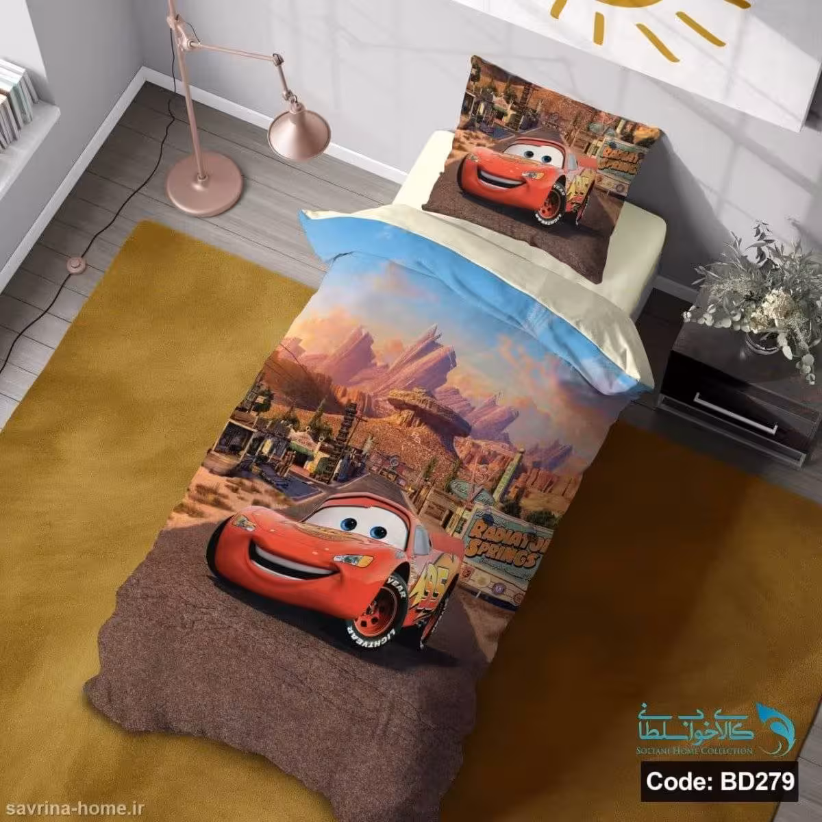 روتختی یک نفره سه بعدی طرح cars کد BD279 چهار تکه