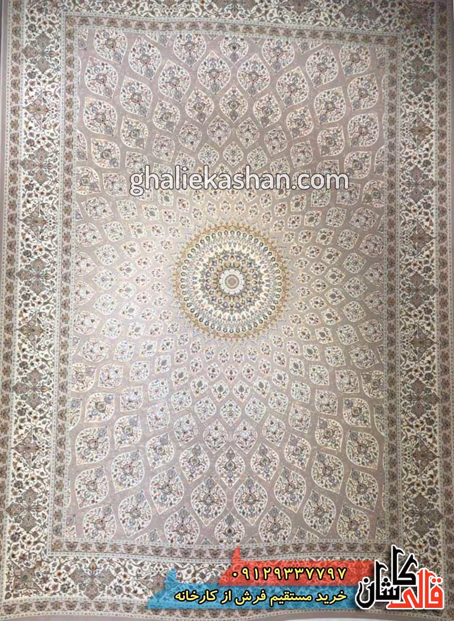 فرش 1500 شانه طرح ترنم زمینه شکلاتی کاشان