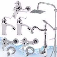 ست 9عددی شیرآلات اهرمی مدل بامبو همراه با علم دوش استیل