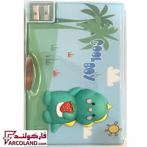 جامدادی کتابی بزرگ آهنربایی اسکوییشی دار طرح دایناسور فانتزی پسرانه | کد XPM55310-2 | تراش دار