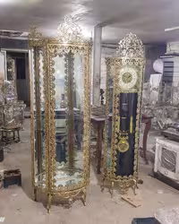 ست ویترین ساعت برنزی تسمه گل رز