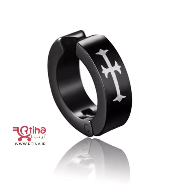 گوشواره کلیپسی زنانه و مردانه طرح صلیب (حلقه ای و بدون سوزن)