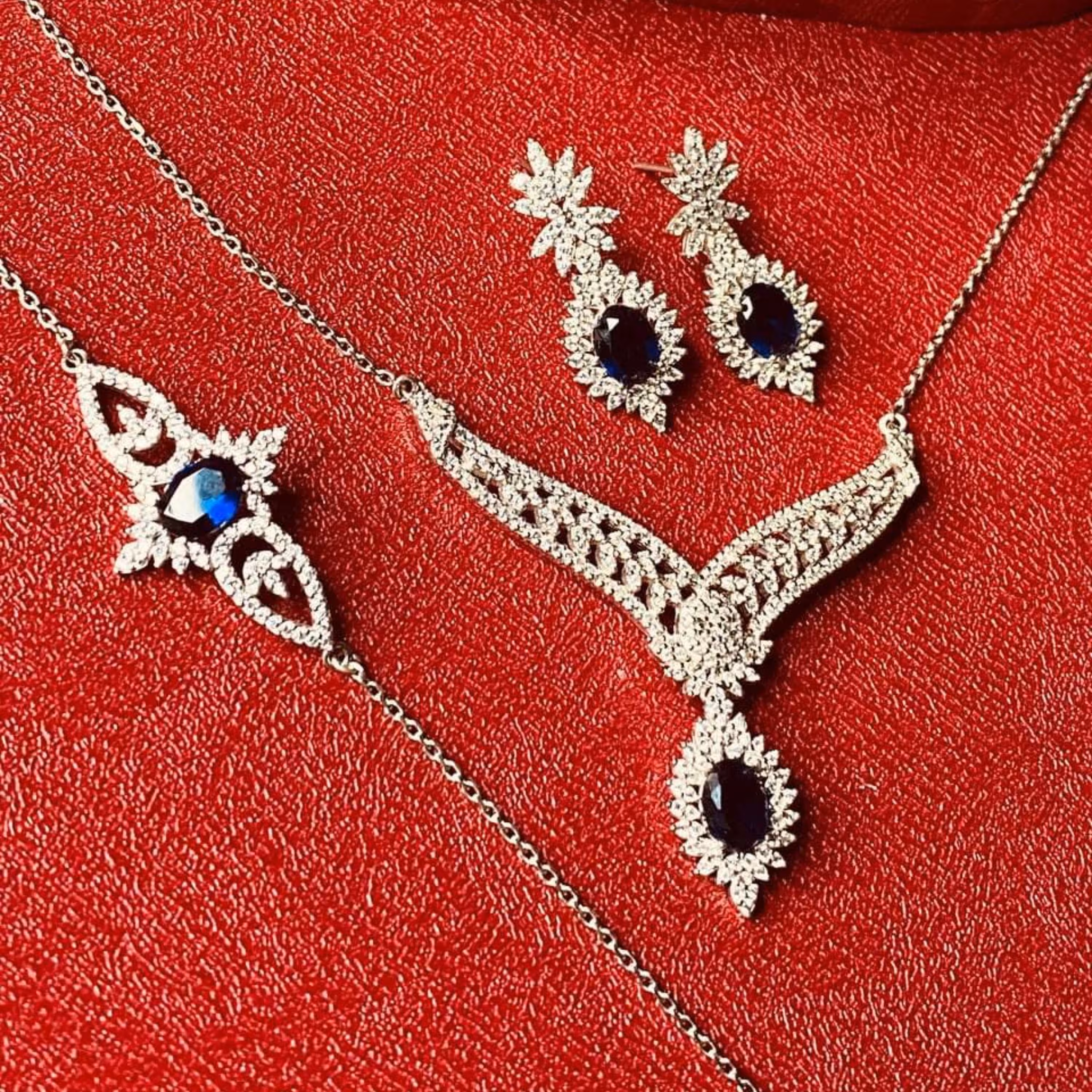 سرویس زنجیری پایه جواهر نقره آکسو مدل ET کد 004