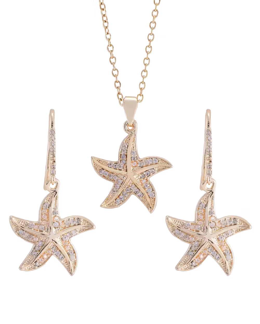 نیم ست زنانه طلا روس طرح ستاره دریایی مدل 1504