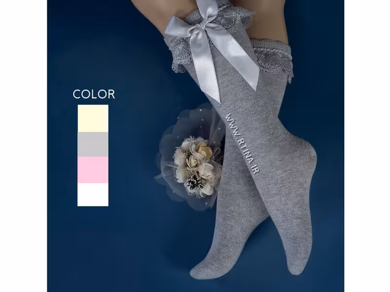 جوراب بلند دخترانه مدل لب تور