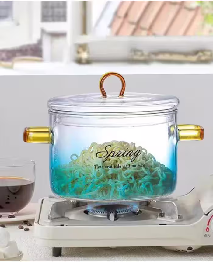 قابلمه پیرکس شعله مستقیم رنگی طرح spring