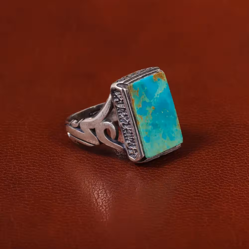 انگشتر فیروزه شجری مردانه کد 30566 - جواهری مشاهیر