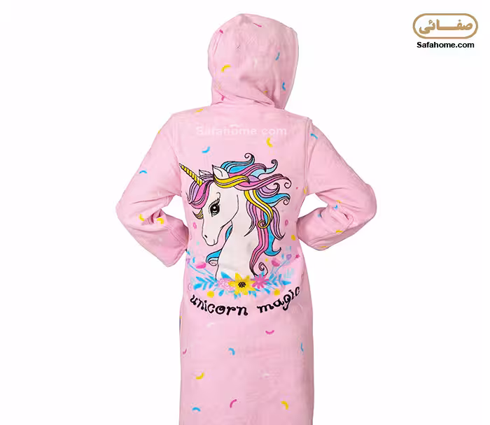 حوله تن پوش زنانه طرح یونی کورن صورتی پودایران