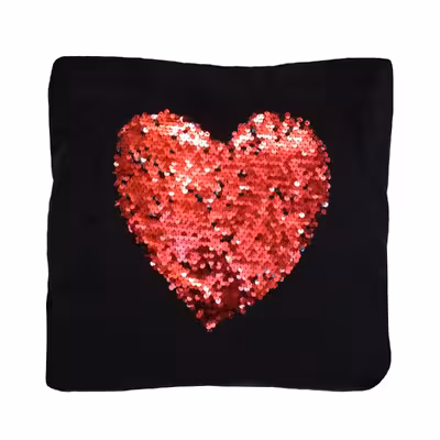 کوسن مدل مخمل قلب پولکی دو طرفه