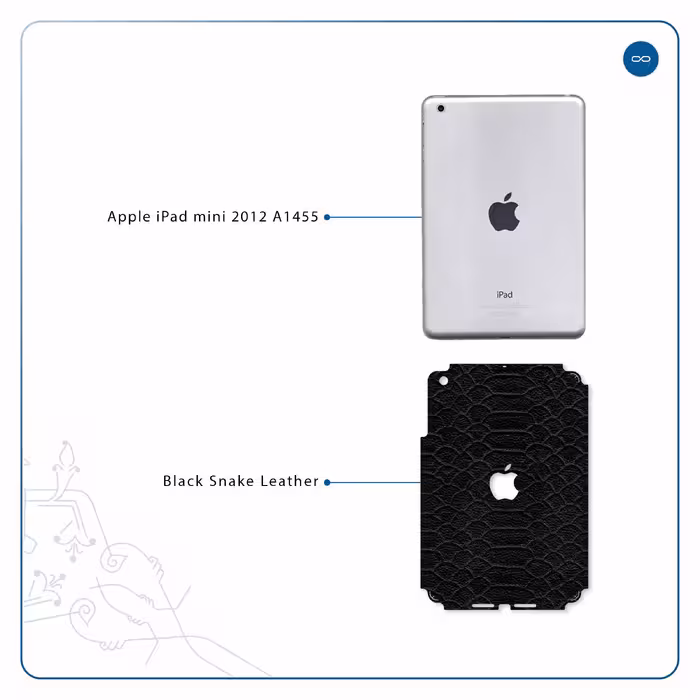 برچسب پوششی ماهوت مدل Black-Snake-Leather مناسب برای تبلت اپل iPad mini 2012 A1455