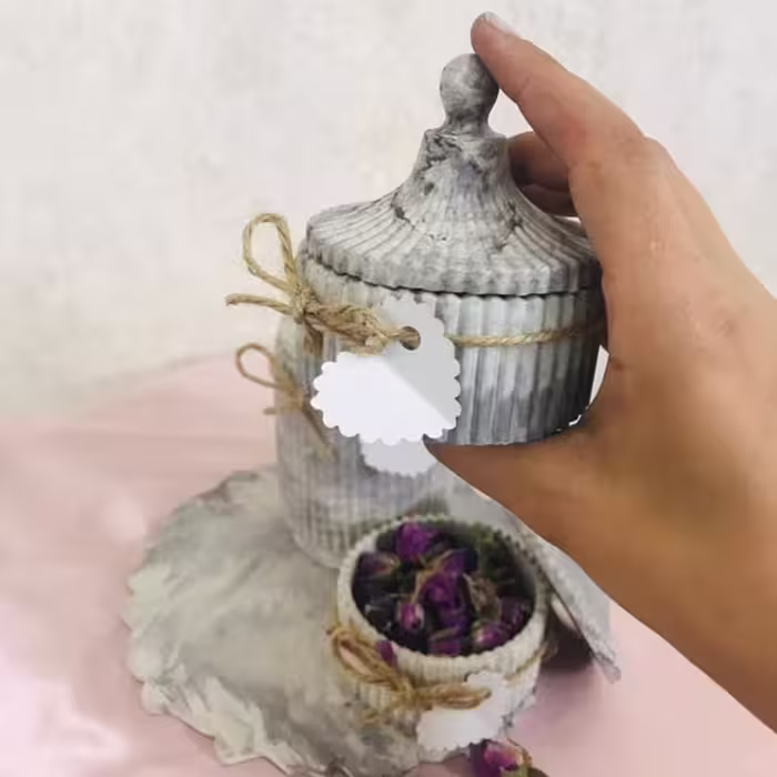 بانکه مدل رگه دار طرح سنگی کد 532 بسته 3 عددی به همراه سینی