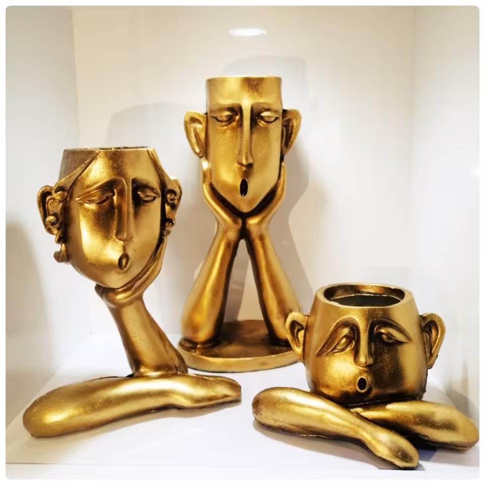 گلدان 3 تکه تفکر پلی استری رنگ ثابت با کیفیت عالی